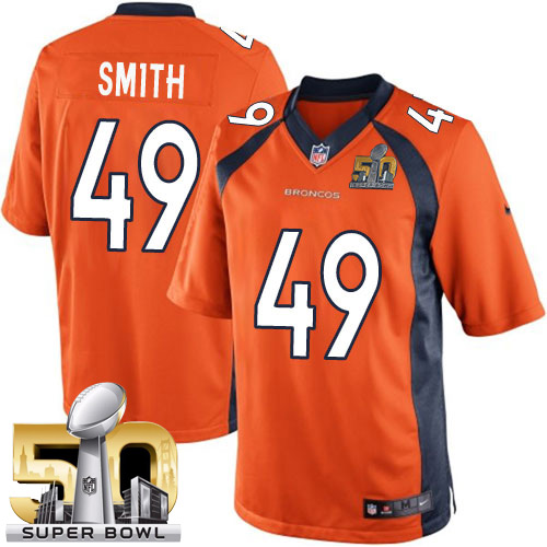 Youth Elite Dennis Smith Super Bowl L Nike Jersey Orange Home - #49 NFL Denver Broncos
